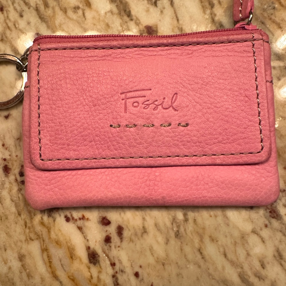 Fossil Blush Leather Keychain Pouch
